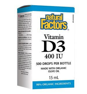 Витамин Д3 400 IU 15 мл | Vitamin D-3 400 IU | Natural Factors, 500 дози 