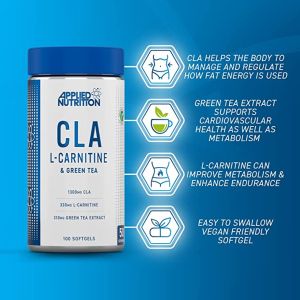 КЛА + Л-Карнитин и Зелен Чай | CLA, L-Carnitie, Green Tea | Applied Nutrition, 100 дражета 
