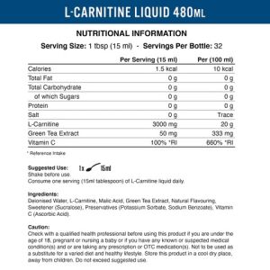 L- карнитин 480 мл | L-Carnitine 3000 Liquid | Applied Nutrition 