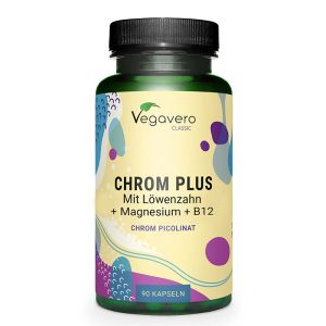 Хром + Глухарче, Магнезий и Витамин В12 | Chrom Plus Mit Löwenzahn + Magnesium + B12 | Vegavero, 90 капс. 
