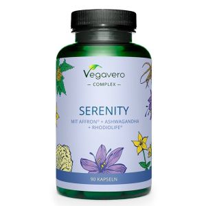 Билкова Антистрес Формула с Шафран + Ашваганда и Златен корен | Serenity mit Affron® + Ashwagandha + Rhodiolife® | Vegavero, 90 капс. 