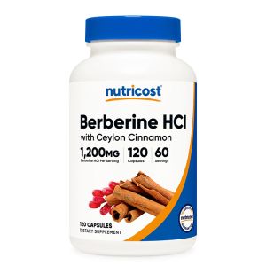 Берберин (хидрохлорид) + Цейлонска канела | Berberine Hcl with Ceylon Cinnamon | Nutricost, 120 капс.