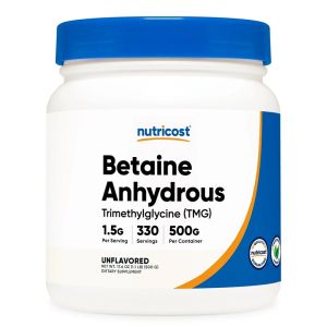 Бетаин aнхидрос (триметилглицин) | Betaine Anhydrous (TMG) Powder | Nutricost, 500 г прах