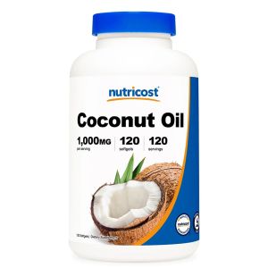 Кокосово масло 1000 мг | Coconut Oil | Nutricost, 120 софтгел капс.