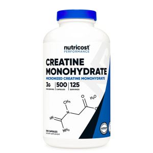 Креатин монохидрат 750 мг | Creatine Monohydrate | Nutricost, 500 капс.