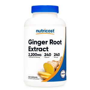 Джинджифил (корен) 550 мг | Ginger Root Extract | Nutricost, 240 капс.