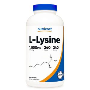 Л-Лизин (хидрохлорид) 1000 мг | L-Lysine | Nutricost, 120 табл.