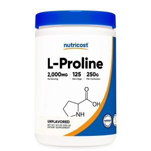L-Пролин 2000 мг | L-Proline Powder | Nutricost, 250 г прах