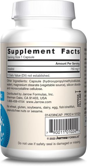 Мио-Инозитол 750 мкг | Inositol | Jarrow Formulas, 100 веджи капс. 