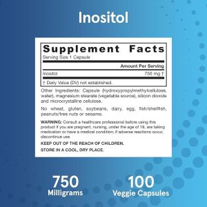 Мио-Инозитол 750 мкг | Inositol | Jarrow Formulas, 100 веджи капс. 