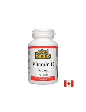 Vitamin C/ Витамин C 500 mg + Шипка и Биофлавони х 90 таблетки Natural Factors
