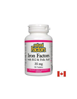 Iron Factors® - Желязо с витамин В12 и фолиева киселина, 90 таблетки Natural Factors