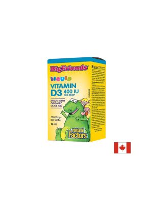  Витамин D3 за деца 400 IU | Vitamin D3 Big Friends® | Natural Factors, 15 мл / 500 дози  