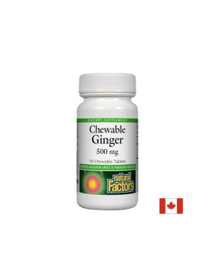 Джинджифил  500 мг | Chewable Ginger | Natural Factors, 10 дъвчащи табл. 