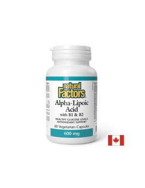 Алфа липоева киселина 600 mg + витамин В1 и В2, 60 V капсули Natural Factors