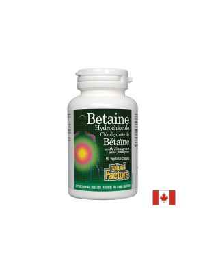 Betaine Hydrochloride / Бетаин Хидрохлорид, 500 mg, 90 капсули Natural Factors