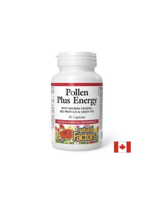 Пчелен прашец с Прополис, Сибирски женшен и Зелен чай | Pollen Plus Energy | Natural Factors, 90 капс. 