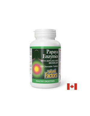  Папая Eнзими с Амилаза и Бромелаин | Papaya Enzymes Chewable with Amylase and Bromelain | Natural Factors, 120 дъвч. табл. 