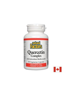 Quercetin Complex/ Кверцетин комплекс с Биофлавоноиди + гроздово семе, куркума и коензим Q10 х 90 капсули Natural Factors