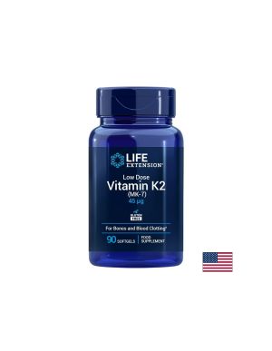 Витамин К2 (МК-7) 45 µг | Vitamin K2 (MK-7) | Life Extension, 90 софтгел капс.