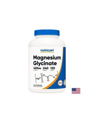 Магнезий  Глицинат  210 мг | Magnesium+ Extra Strength | Nutricost ,  240 капс.