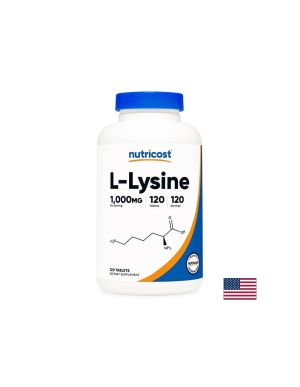 Л- Лизин (хидрохлорид) 1000 мг | L-Lysine | Nutricost, 120 табл.
