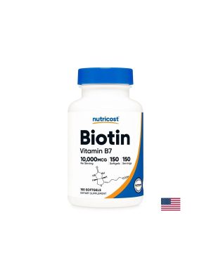 Биотин 10000 мкг | Biotin | Nutricost, 150 софтгел капс.