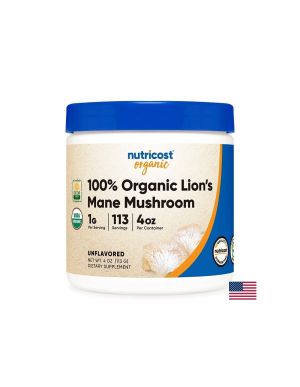 Лъвска грива | Organic Lion s Mane Mushroom Powder | Nutricost, 113 гр. прах